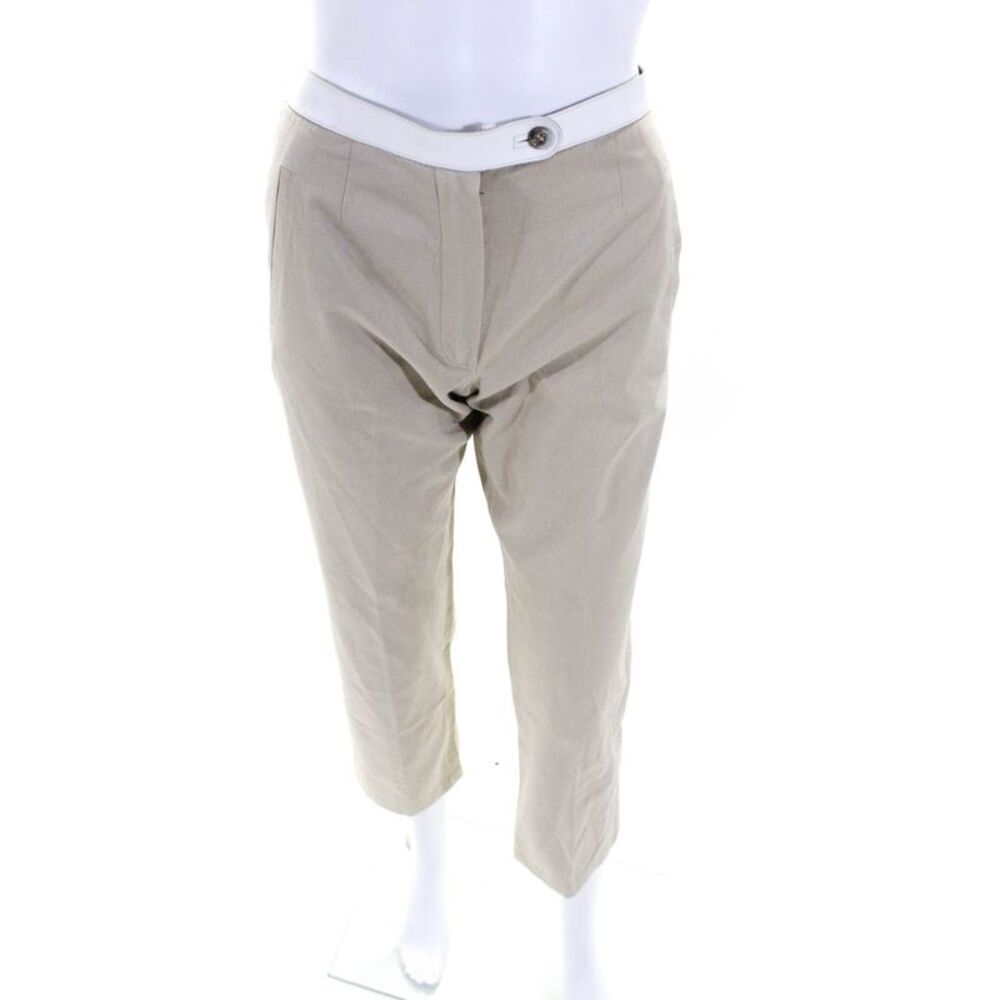Cesare Fabbri Womens Khaki High Rise Straight Leg Pants Size 38
